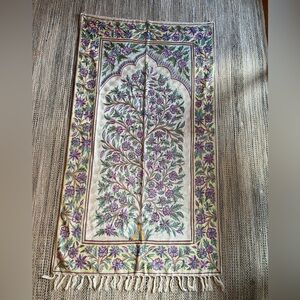 Floral Tapestry with Purple and Green Accents